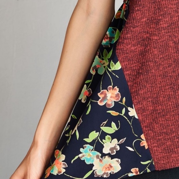 ❌LAST ONE❌ Burgundy Melange Rib Knit Top Size Large NWT - Picture 6 of 7